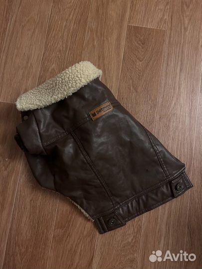 Куртка Petmax, кожзам для собак коричневая унисекс