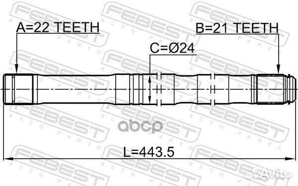 Полуось левая 21X443.5X22 0212K12LH Febest
