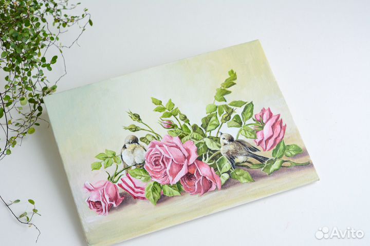 Разные картины маслом с розами подарок девушке