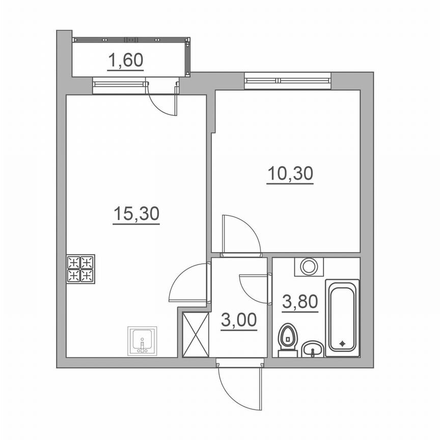 1-к. квартира, 34 м², 1/6 эт.