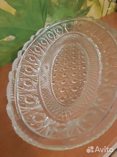 Блюдо сервировочное СССР, хрусталь