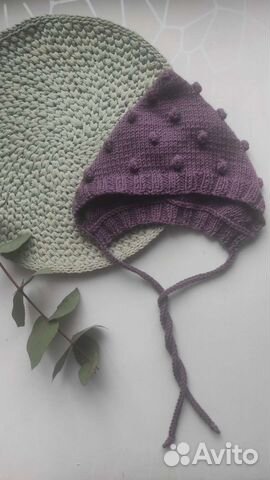 Чепчик для новорожденного из мериноса