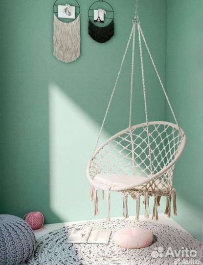 Подвесные качели гнездо с подушкой