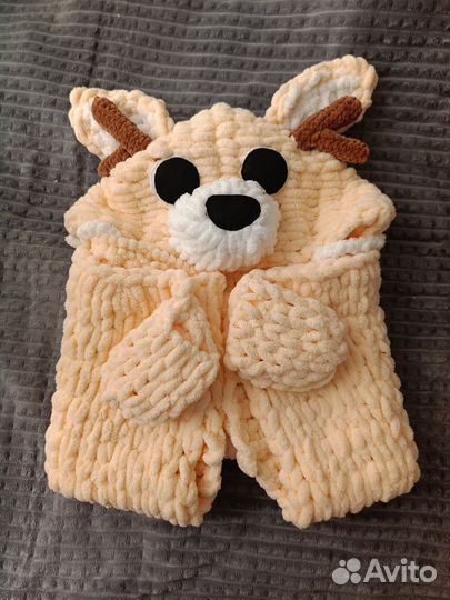 Детский плюшевый плед-халат