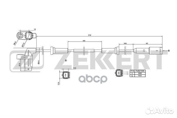 Датчик ABS передн. Peugeot 206 98- se-6034 Zekkert
