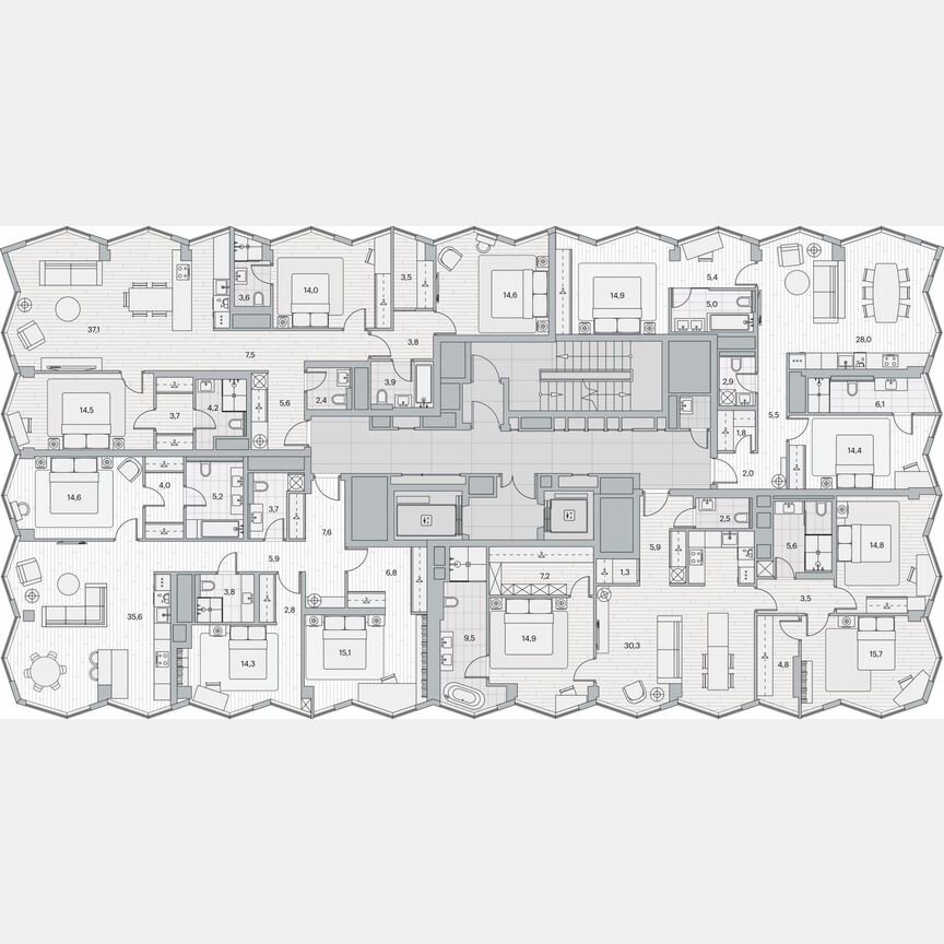 2-к. квартира, 85,1 м², 22/26 эт.