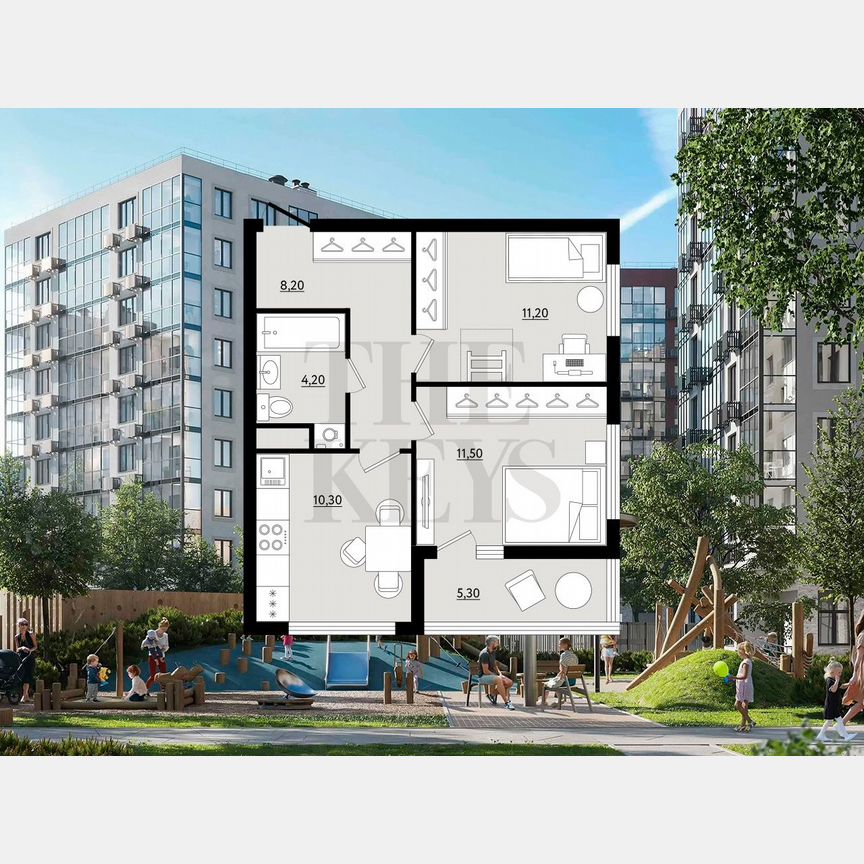 2-к. квартира, 48,1 м², 5/9 эт.