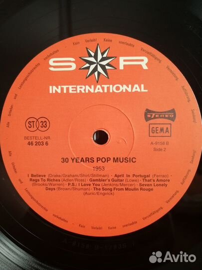 Пластинка Сборник 30 Years Popmusic 1953