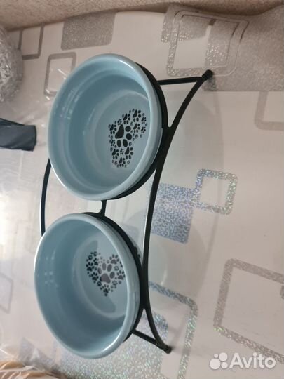 Керамические миски для кота/собаки на подставке