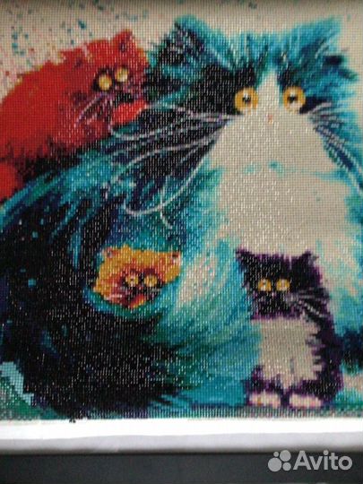 Картина 40x40 выполнена в технике алмазная мозаика