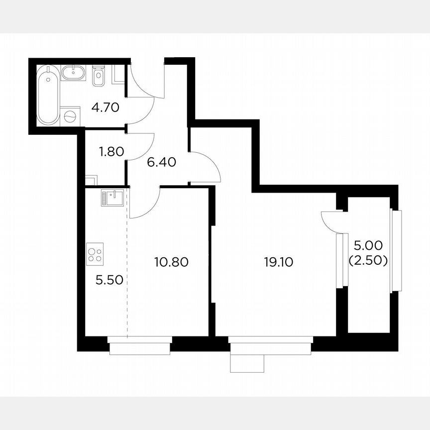 1-к. квартира, 50,8 м², 7/18 эт.