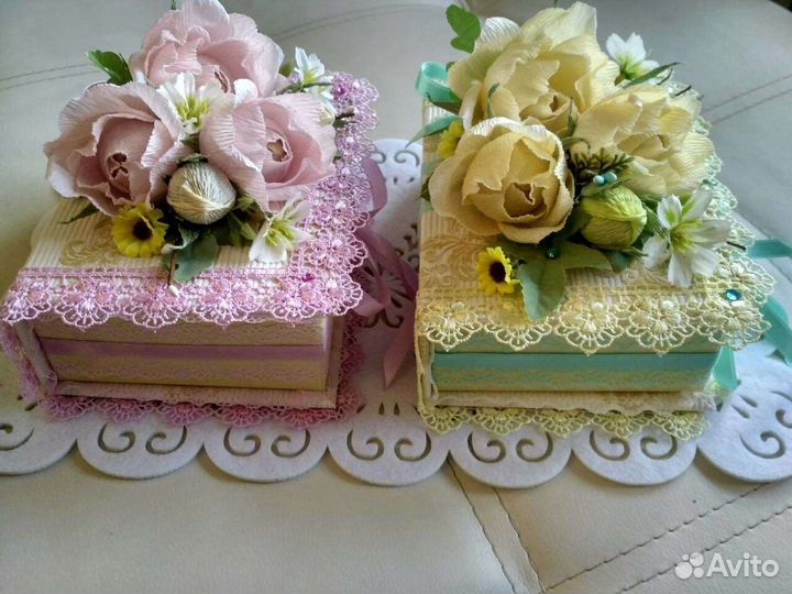 Коробочки шкатулки с цветами из конфет