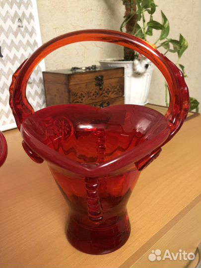 Корзина конфетница СССР хрусталь