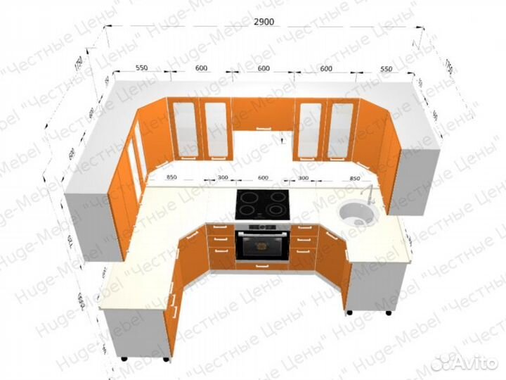 П-образная кухня 