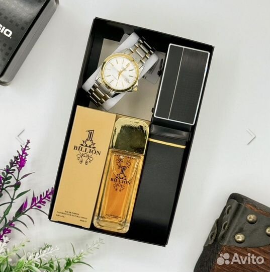 Подарочный набор для мужчин (часы+ремень+духи)