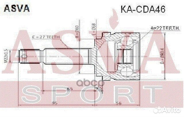 ШРУС наружный 22x60x27 KA-CDA46 asva