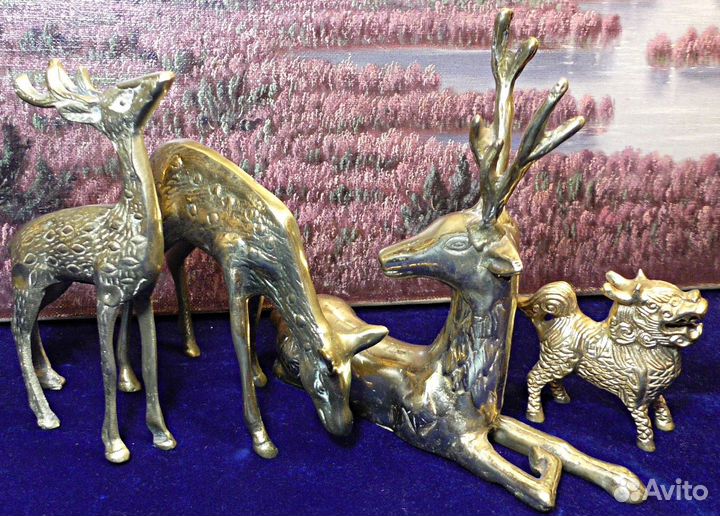 Дракон.Лунма.Лось.Лошадь.Статуэтка.Латунь.Декор