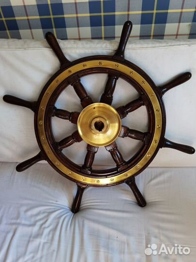 Штурвал буксирный старинный дубовый