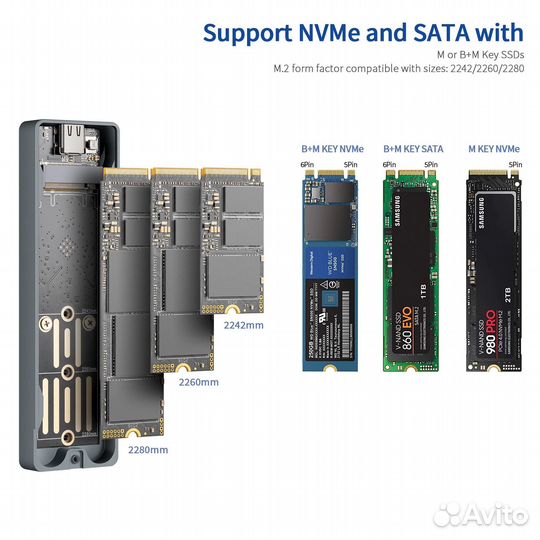 Внешний корпус/бокс для SSD M.2 NVMe/Sata