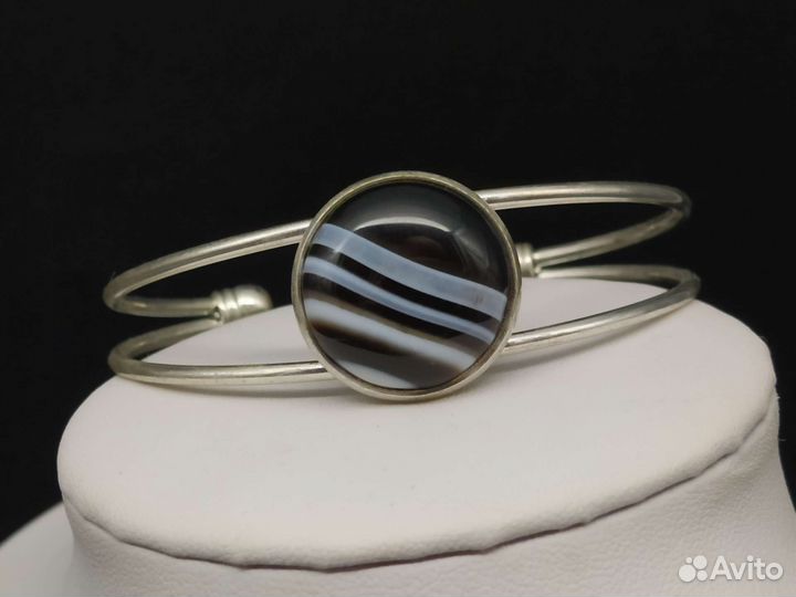 Браслет с натуральным камнем (Полосатый агат)