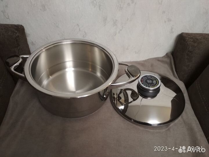 Новая Кастрюля Zepter5,5лd24 сенсор.цифров.термо