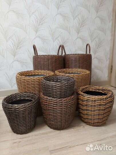 Кашпо (горшок, ваза) из искуственного ротанга