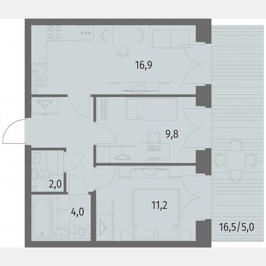 2-к. квартира, 55,6 м², 1/9 эт.