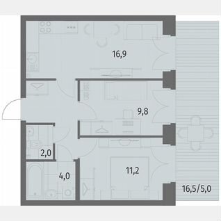 2-к. квартира, 55,6 м², 1/9 эт.