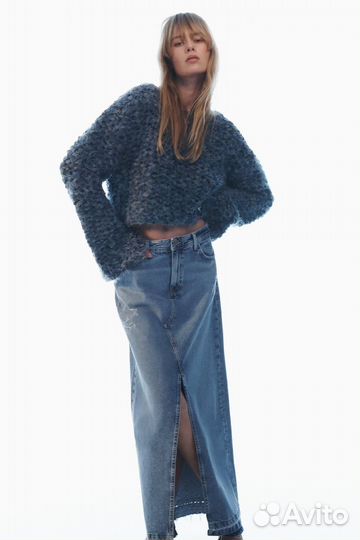 Джинсовая юбка zara, L