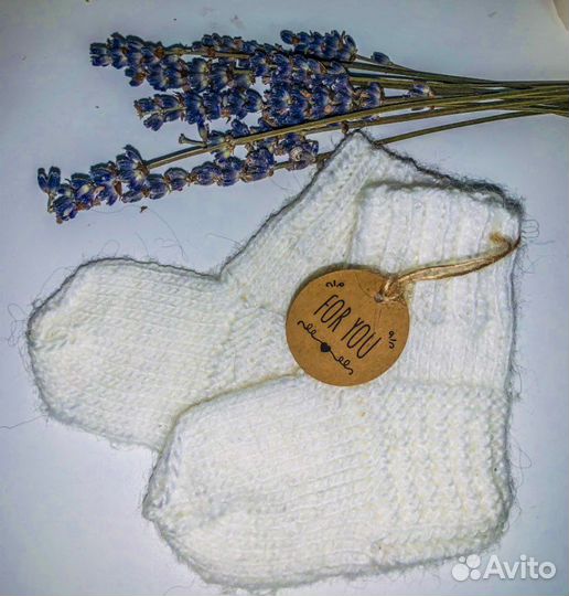 Вязанные шерстяные носочки для новорожденных