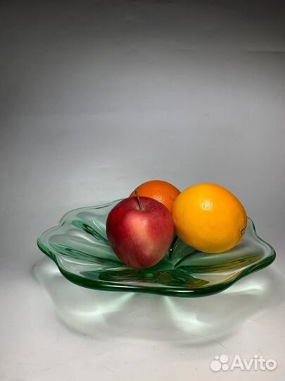 Ваза для фруктов цветное стекло СССР