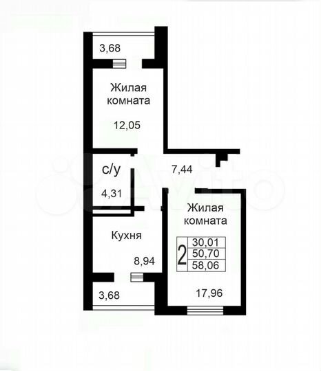 2-к. квартира, 57 м², 5/10 эт.