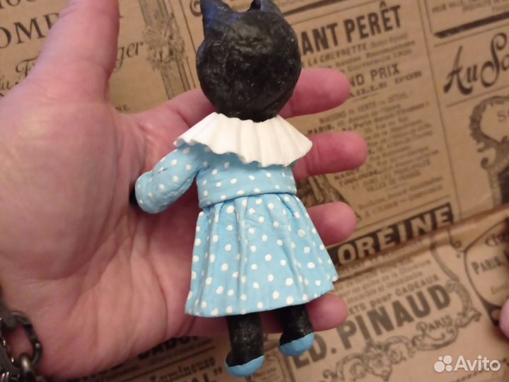 Ватная ёлочная игрушка котэ