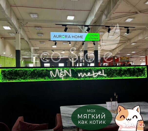 Лого из стабилизированного мха + подсветка