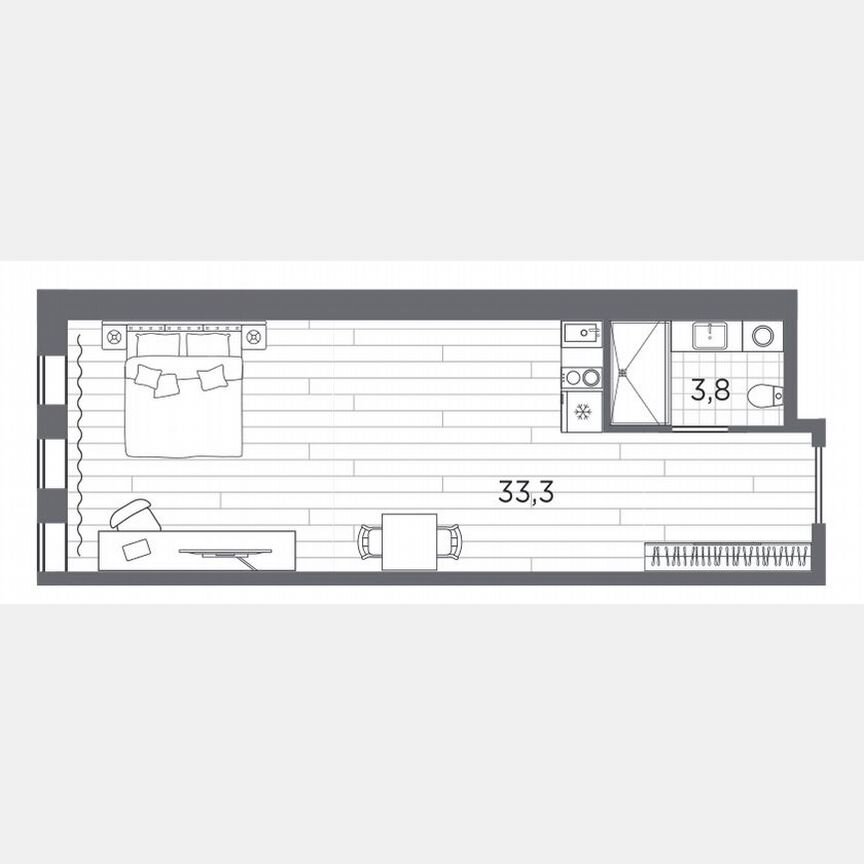 Апартаменты-студия, 37,1 м², 2/13 эт.