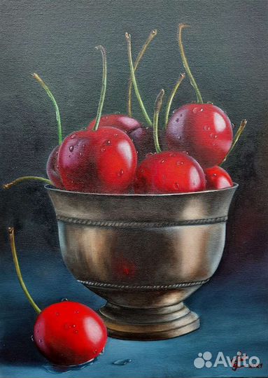 Картина.Натюрморт с черешней