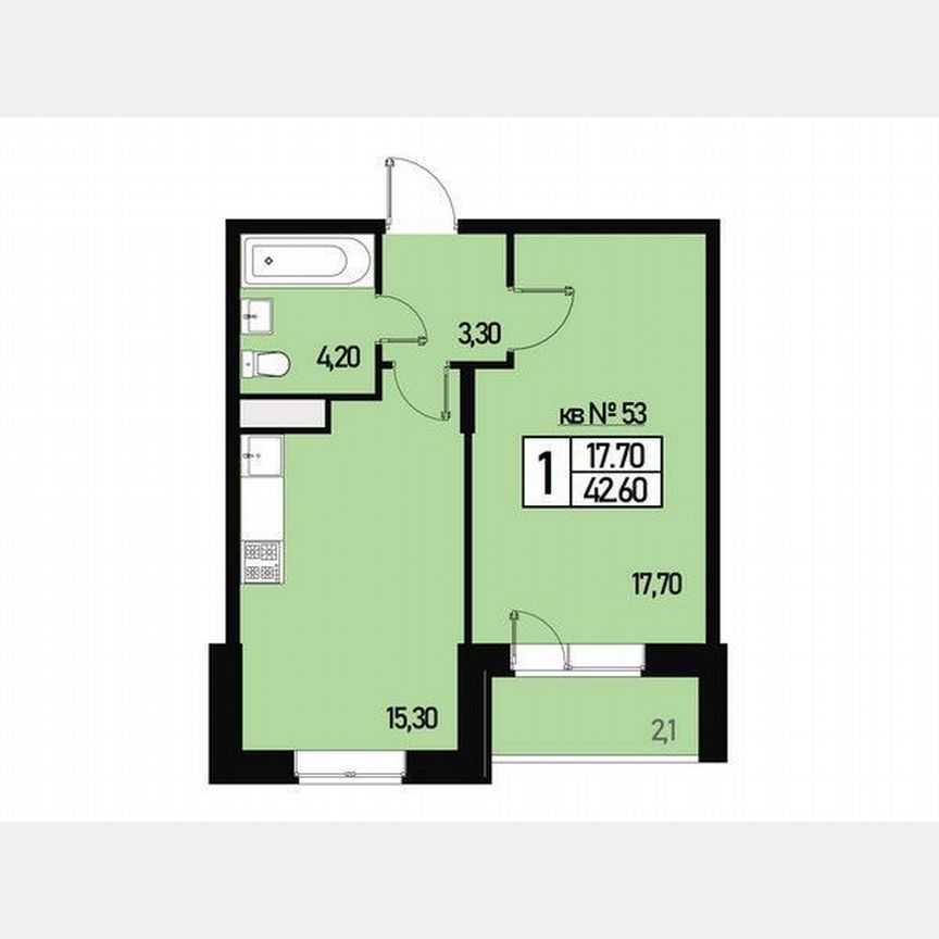 1-к. квартира, 40 м², 1/3 эт.