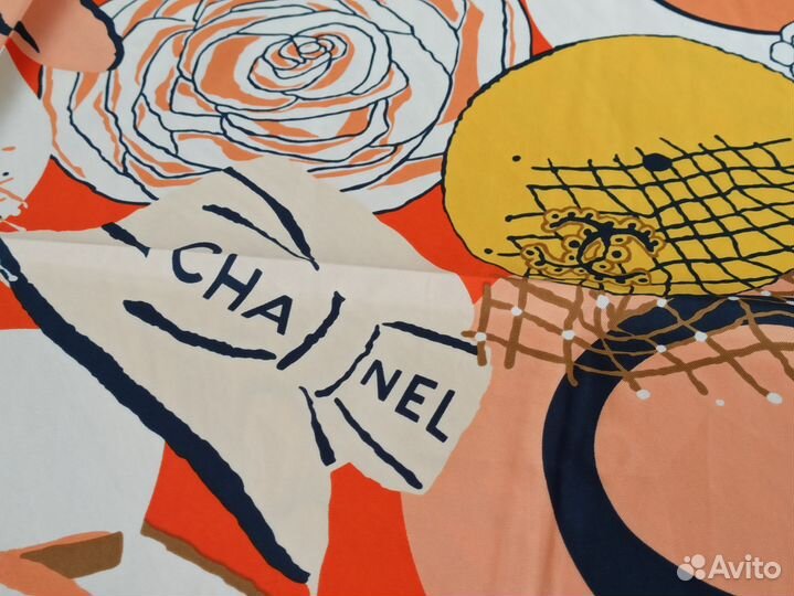 Платок Chanel Оранж шелк ручной край 3цв
