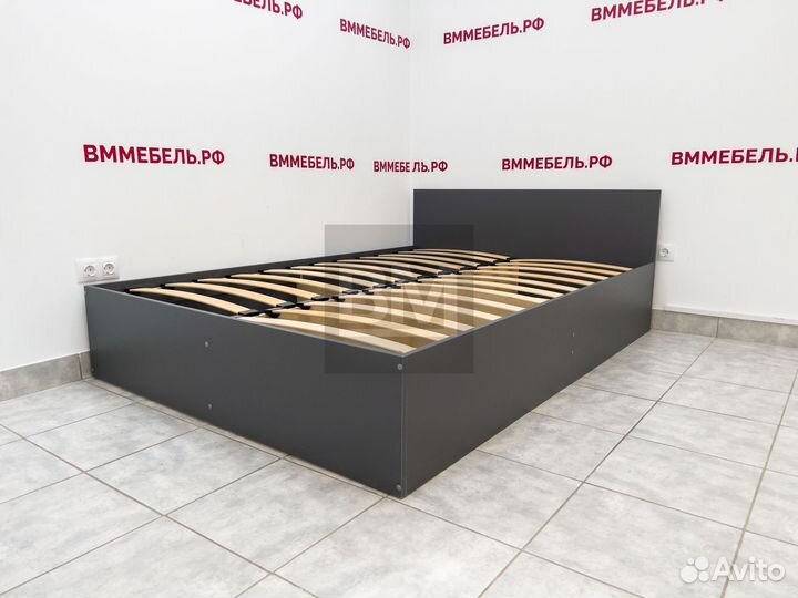 Кровать двуспальная графит