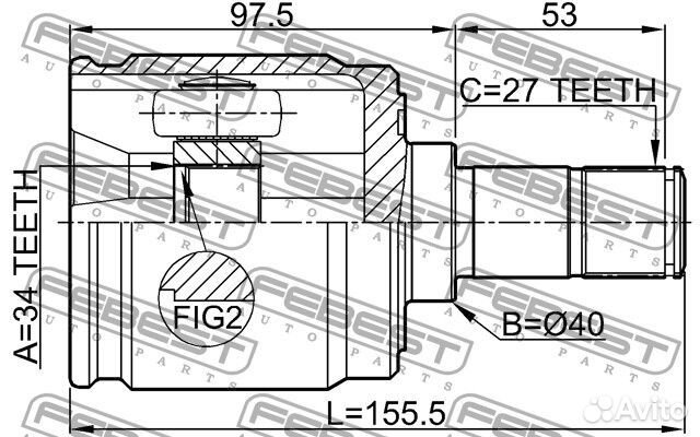 Шрус внутренний левый 34x40x27