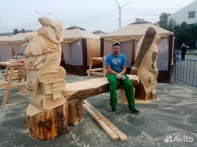 Фигура из дерева Медведь для сада, для дачи