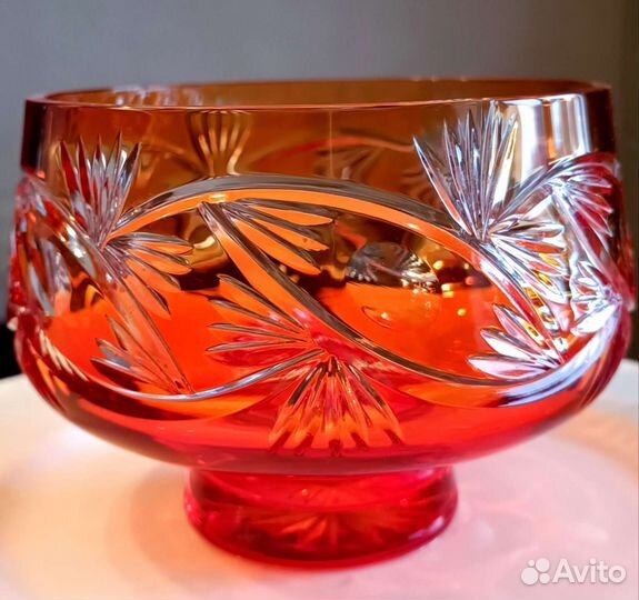 Ваза цветной хрусталь винтаж