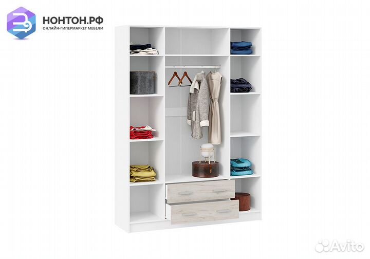 Шкаф Арчи исп. 2 белый текстура / дуб крафт серый