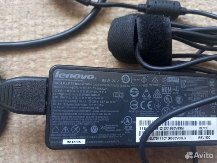Блок питания для ноутбука lenovo 20v 3.25a