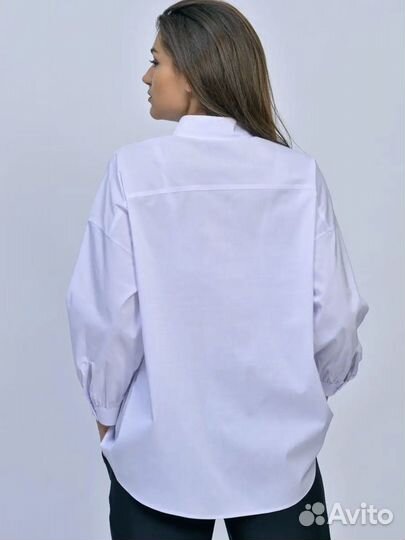 Блузка с баской хлопок офисная 54р