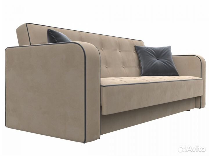 Диван-книжка Тур, велюр, бежевый, серый, серый