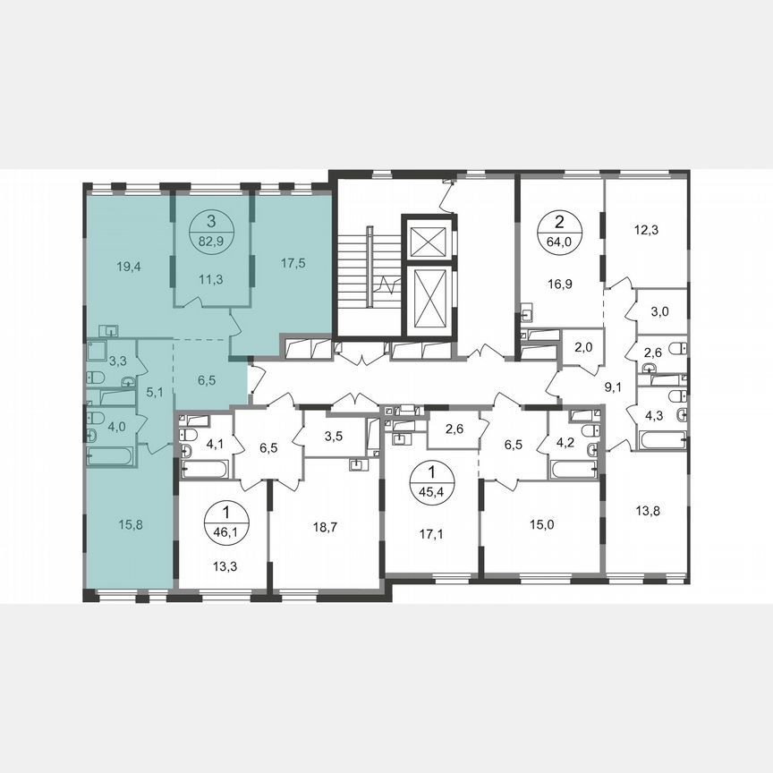 3-к. квартира, 82,9 м², 10/19 эт.