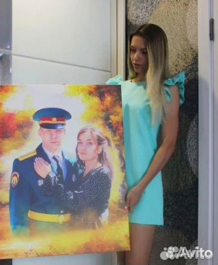 Портрет по фото на холсте