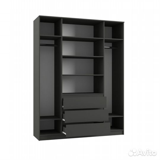 Шкаф серый новый четырехдверный ikea-стиль