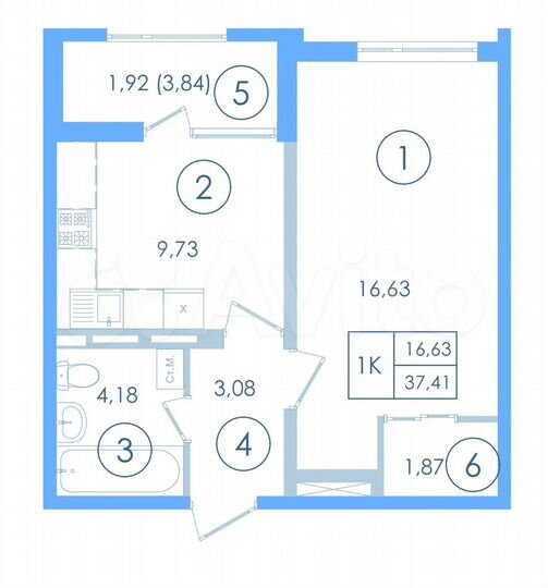 1-к. квартира, 37,4 м², 5/13 эт.